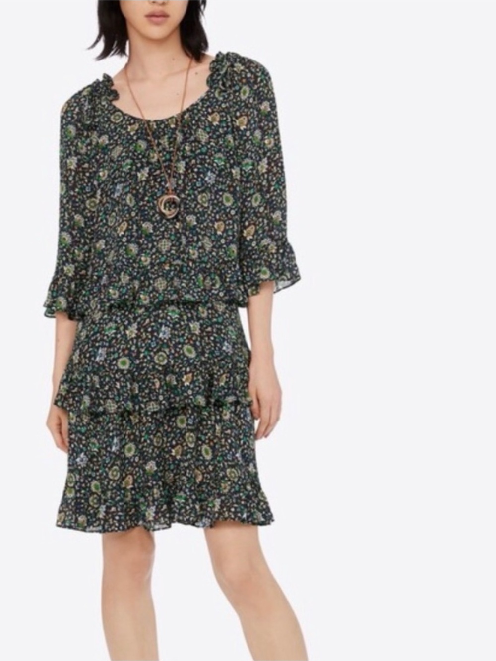 Tory Burch Printed Ruffle Dress NWT